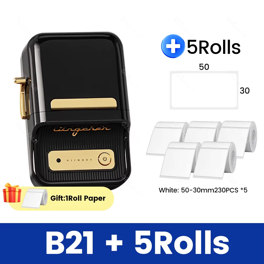 B21 B1 Wireless Label Printer Portable Pocket Label Printer Bluetooth Thermal Label Printer Fast Print Home Use Office