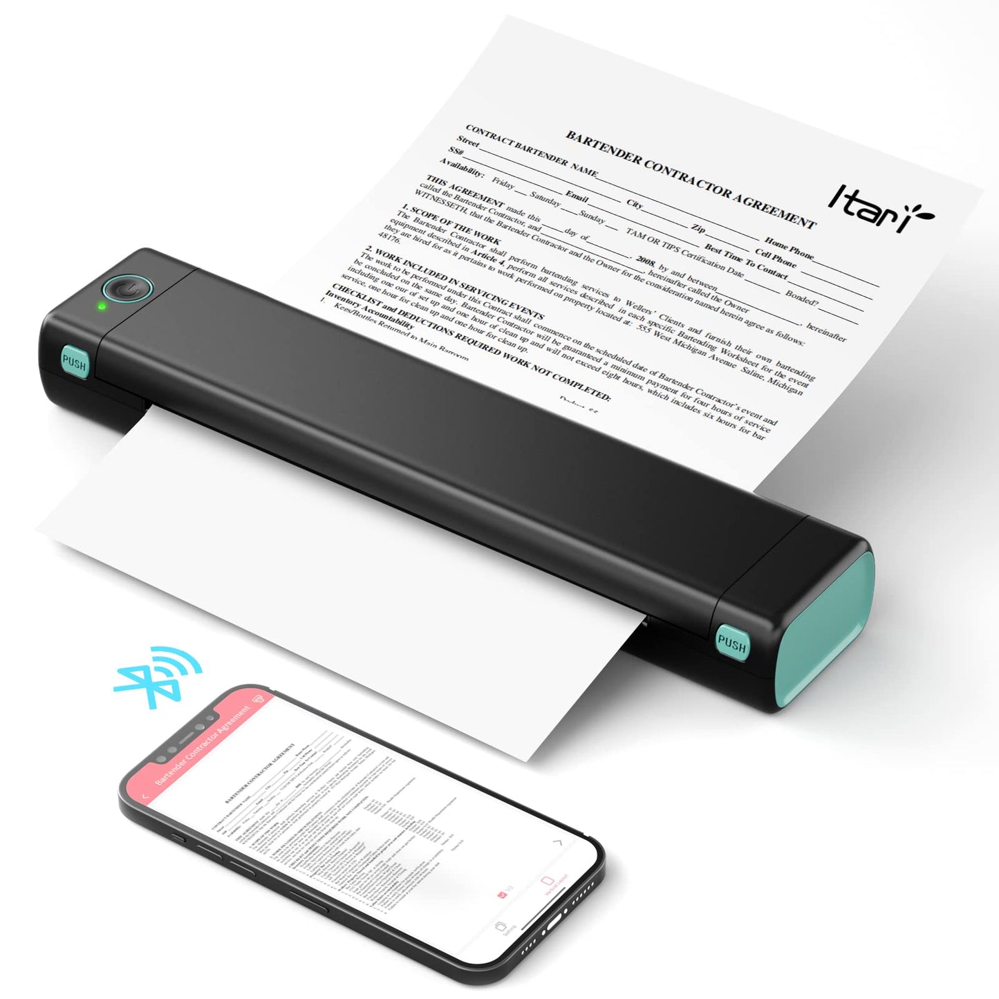 A4 Portable Printers Wireless for Travel Bluetooth-Compatible Thermal Printer, Suitable for Mobile Office,Support Tattoo Paper Phomemo M08F