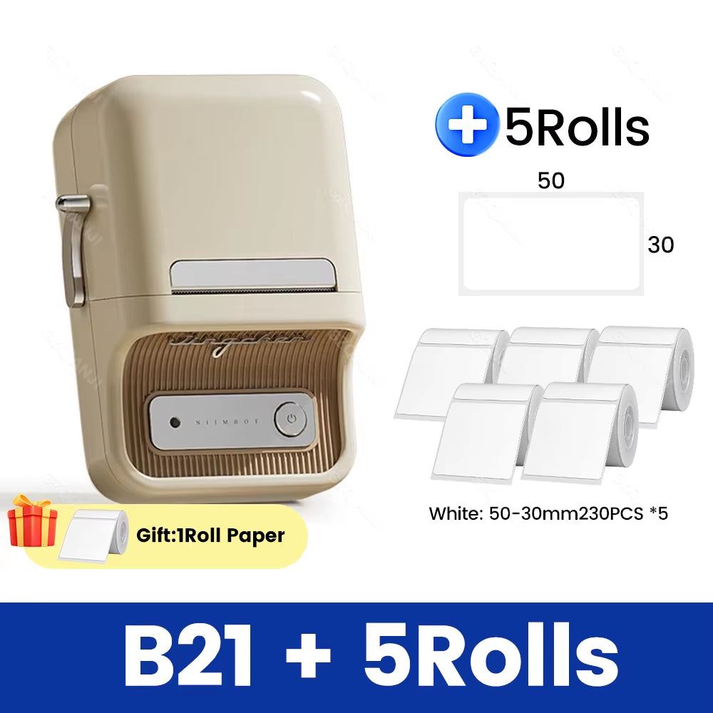 B21 B1 Wireless Label Printer Portable Pocket Label Printer Bluetooth Thermal Label Printer Fast Print Home Use Office