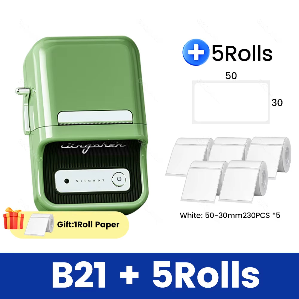 B21 B1 Wireless Label Printer Portable Pocket Label Printer Bluetooth Thermal Label Printer Fast Print Home Use Office