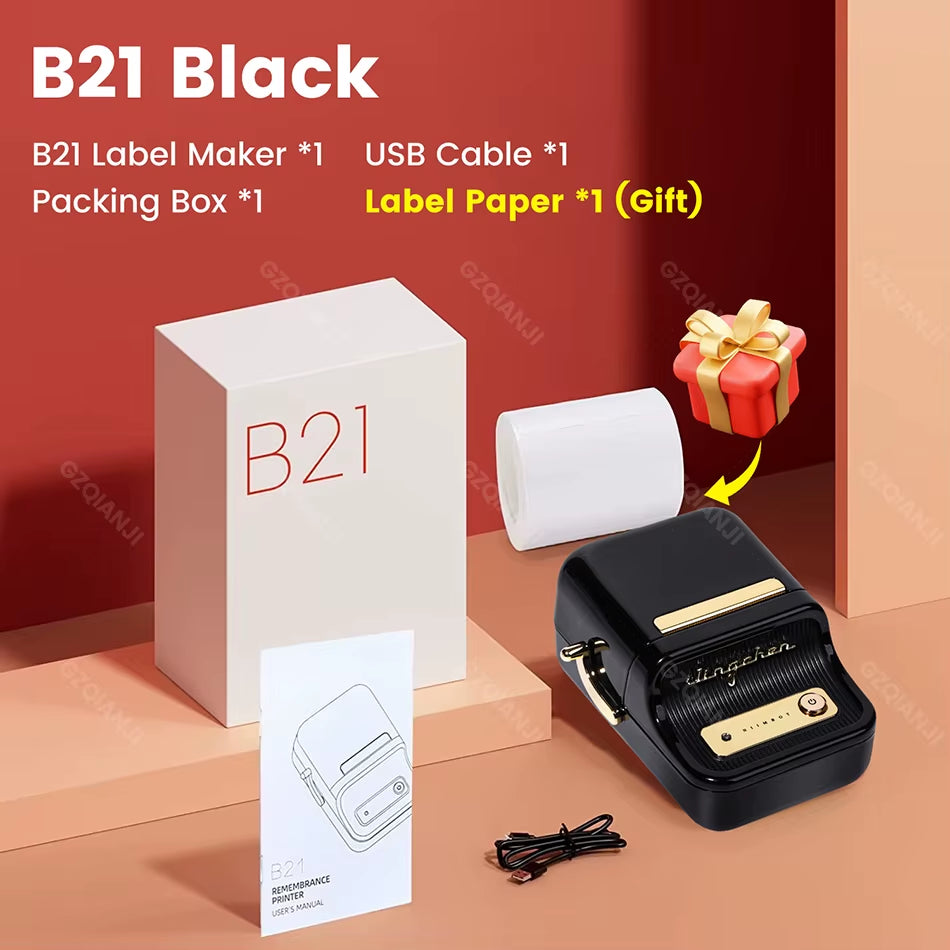 B21 B1 Wireless Label Printer Portable Pocket Label Printer Bluetooth Thermal Label Printer Fast Print Home Use Office