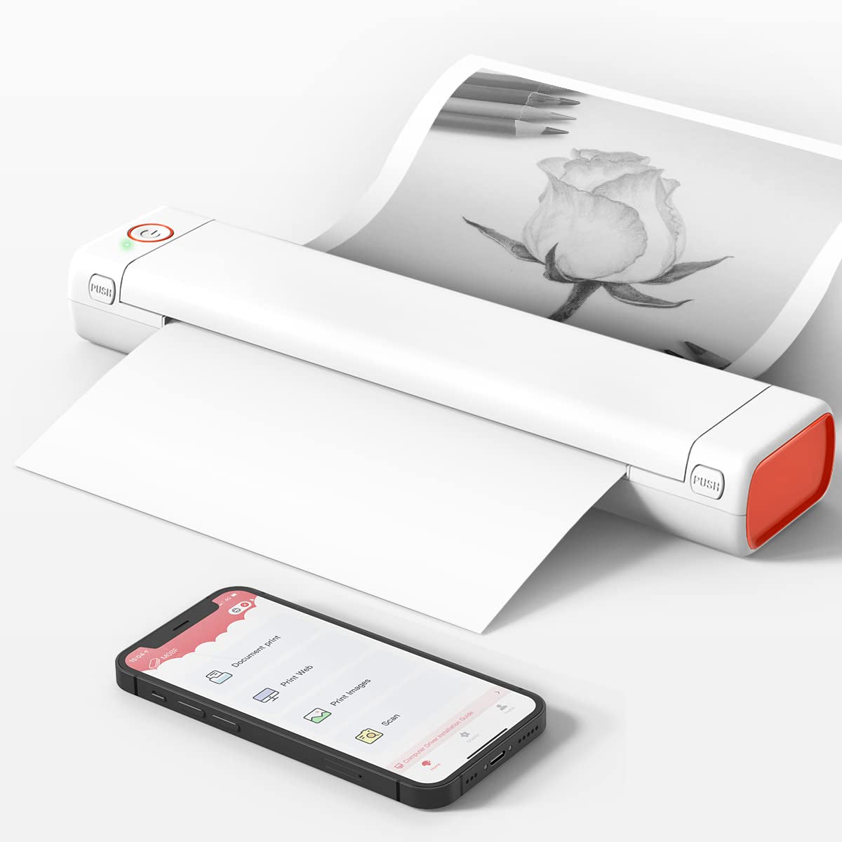 A4 Portable Printers Wireless for Travel Bluetooth-Compatible Thermal Printer, Suitable for Mobile Office,Support Tattoo Paper Phomemo M08F