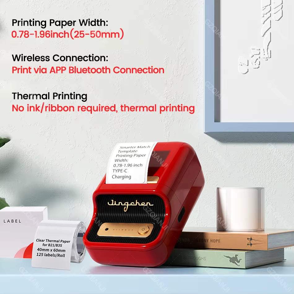 B21 B1 Wireless Label Printer Portable Pocket Label Printer Bluetooth Thermal Label Printer Fast Print Home Use Office
