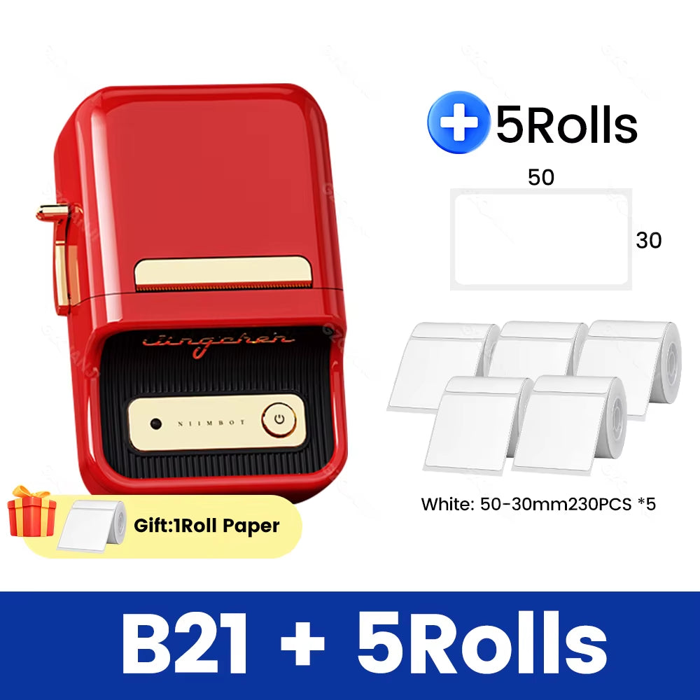 B21 B1 Wireless Label Printer Portable Pocket Label Printer Bluetooth Thermal Label Printer Fast Print Home Use Office