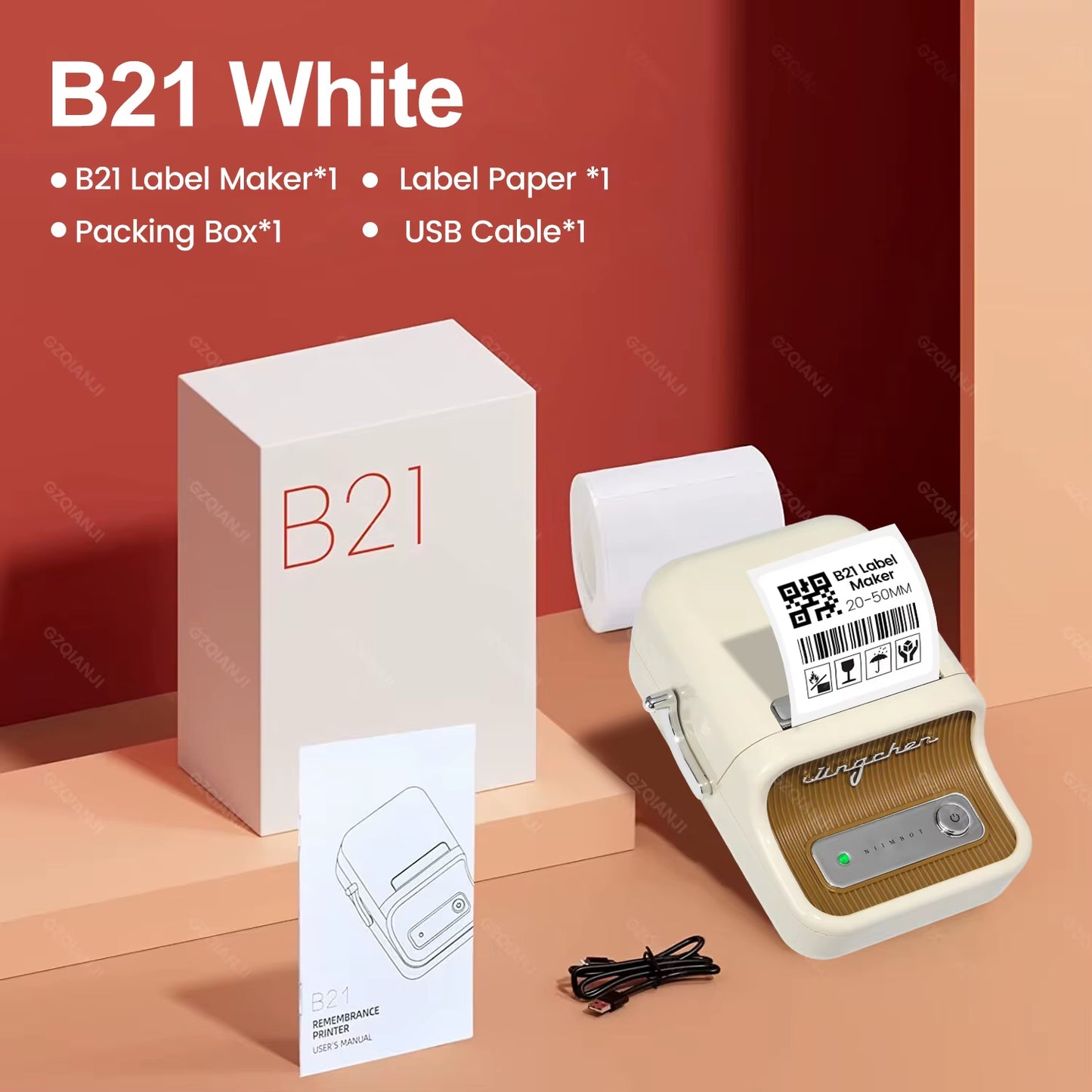 B21 B1 Wireless Label Printer Portable Pocket Label Printer Bluetooth Thermal Label Printer Fast Print Home Use Office