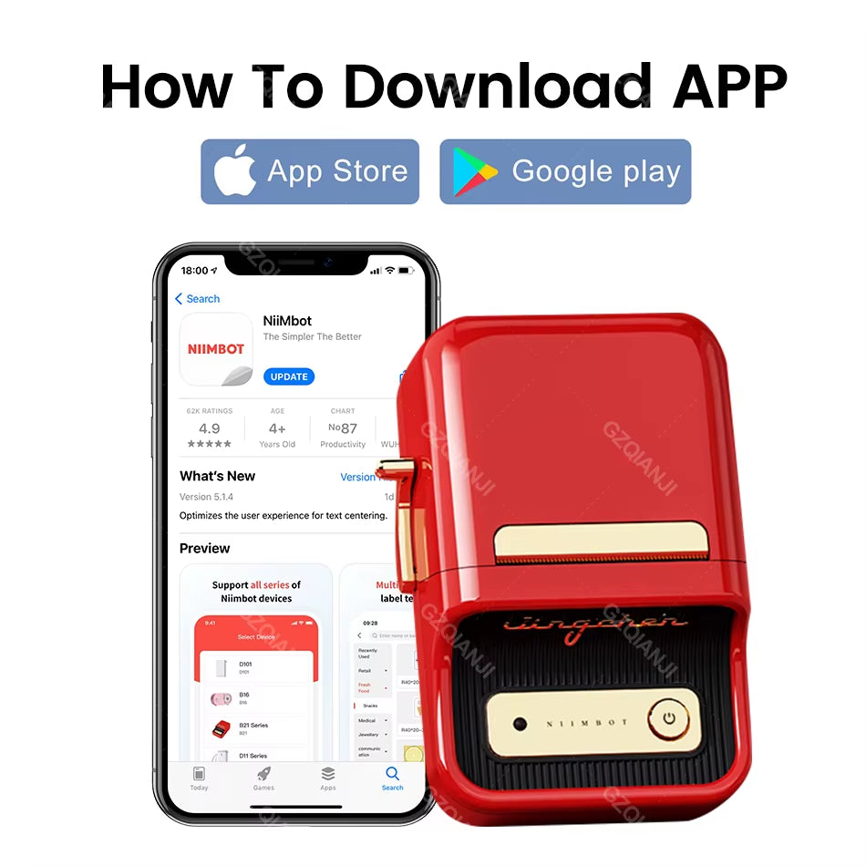 B21 B1 Wireless Label Printer Portable Pocket Label Printer Bluetooth Thermal Label Printer Fast Print Home Use Office