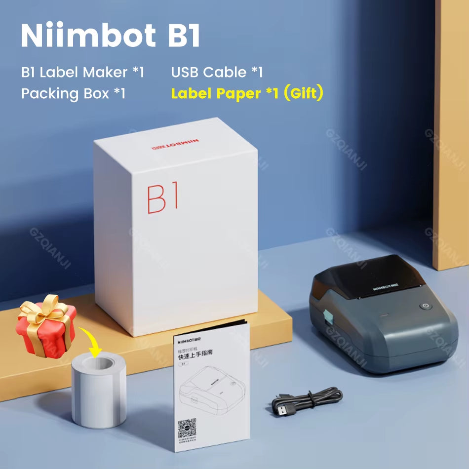 B21 B1 Wireless Label Printer Portable Pocket Label Printer Bluetooth Thermal Label Printer Fast Print Home Use Office
