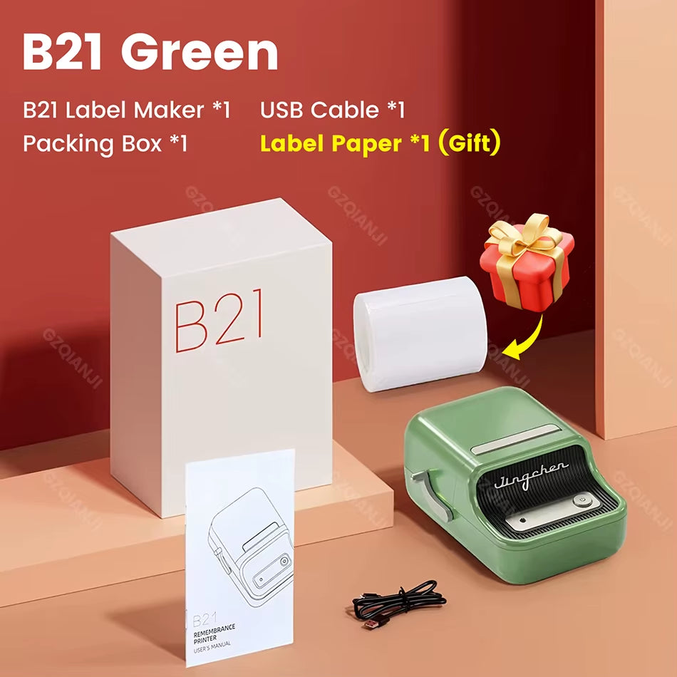 B21 B1 Wireless Label Printer Portable Pocket Label Printer Bluetooth Thermal Label Printer Fast Print Home Use Office