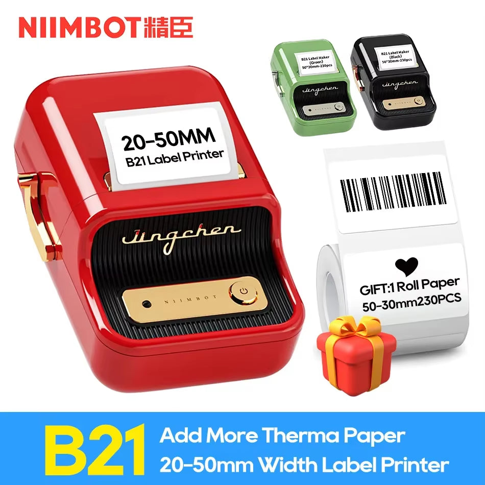 B21 B1 Wireless Label Printer Portable Pocket Label Printer Bluetooth Thermal Label Printer Fast Print Home Use Office